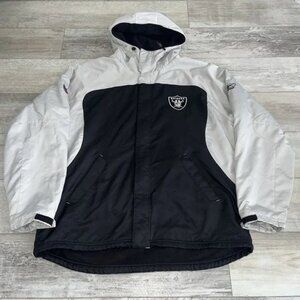 Vintage Oakland Raiders Reebox Jacket Hooded Insulated Puffer Size XL